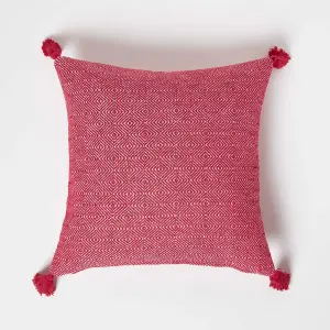 Homescapes Porto Handwoven Red Geometric Kilim Cushion 45 x 45 cm