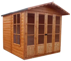 Shire Kensington 7x7 ft & 3 windows Apex Wooden Summer house (Base included)