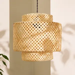 Traditional Bamboo Easy Fit Decor Ceiling Shade H30 x W30cm