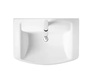 Spirit Square Ceramic Basin and Semi Pedestal, 550mm - Balterley