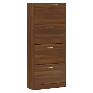 Berkfield Shoe Cabinet Brown Oak 63x24x147 cm Engineered Wood