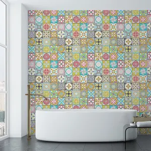 Walplus Malia Colourful Tiles Wall Stickers Mix - 10 cm x 10 cm - 120 pcsTile Stickers PVC