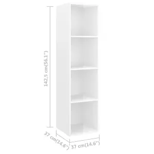 Berkfield Wall-mounted TV Cabinet High Gloss White 37x37x142.5 cm Engineered Wood