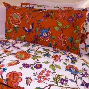 Rufus Cotton Blend, Polyester Floral Duvet Cover Set with Pillowcases Verdi / Super King - 2 Standard Pillowcases