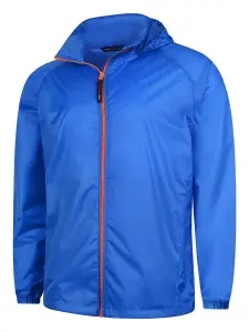 Uneek - Unisex Active Jacket - Superstrong Lightweight 100% Nylon Waterproof Coat - Oxford Blue/Orange - Size XS