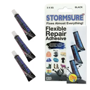 Stormsure Flexible Repair Adhesive 3x5g Black - Repair with Longevity: Fix, Mend, and Strengthen with Ease