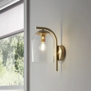 GoodHome Thestias Brass effect Wall light