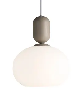 Nordlux Notti Indoor Bedroom Dining Kitchen Office Hallway Pendant Ceiling Light with White Opal Glass in Grey