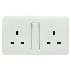 Trendiswitch White 2 Gang 13 Amp Switched Socket (3 Pack)