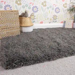 Slate Grey Thick Soft Shaggy Runner Rug 60x240cm