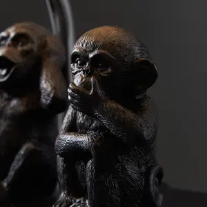 ValueLights Pair Of Monkey Animal Quirky Modern Black Table Lamps With Grey Shades