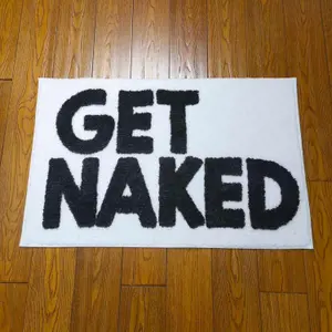 GET NAKED White Bathroom Mat, Absorbent & Stylish Bathroom Rug - L80cm x W50cm