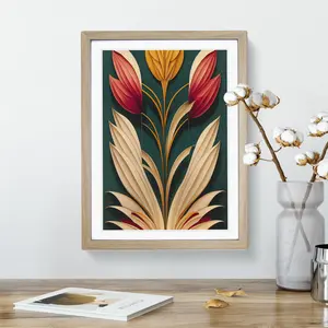 Flower No.1 - Single Picture Frame Print Oak Framed / 34cm H x 25cm W x 2cm D