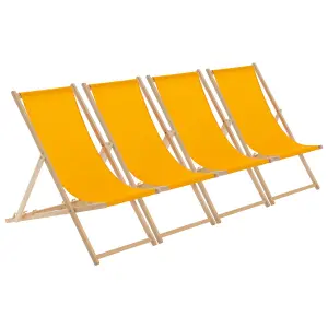 Harbour Housewares - Folding Wooden Garden Deck Chairs - Orange - Pack of 4