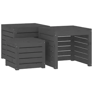 Berkfield 4 Piece Garden Box Set Grey Solid Wood Pine