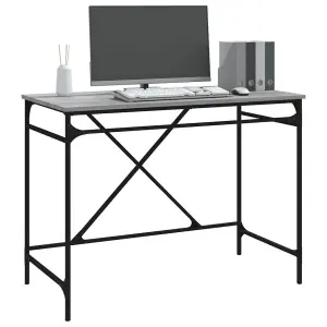 Berkfield Desk Grey Sonoma 100x50x75 cm Engineered Wood and Iron