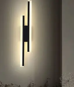 Modern Minimalist Strip Wall Lamp  Black Linear Wall Sconce Indoor 20W Wall Mounted LED Lights 3 Color