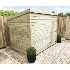 7 x 6 WINDOWLESS Garden Shed Pressure Treated T&G PENT Wooden Garden Shed + Single Door (7' x 6' / 7ft x 6ft) (7x6)