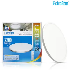 24W Super Slim Dimmable LED Ceiling Light 3 Light Source with Remote Control