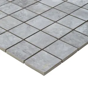 Shaded slate Grey Matt Porcelain Mosaic tile sheet, (L)300mm (W)300mm