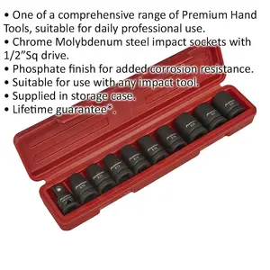 Premium 10 Piece TRX-Star Impact Socket Set - 1/2" Drive - Durable Chromoly Steel