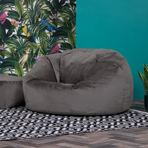 icon Aurora Classic Velvet Bean Bag Chair & Pouffe Charcoal Grey Bean Bag Chair