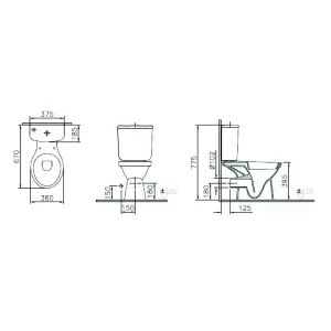 VitrA Milton Open back close-coupled Toilet set with Soft close seat