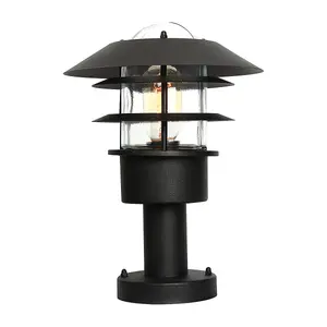 Elstead Helsingor 1 Light Outdoor Coastal Pedestal Lantern Black IP44, E27