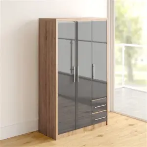 Louisa 3 Door Wardrobe Zipcode Design Finish: Grey