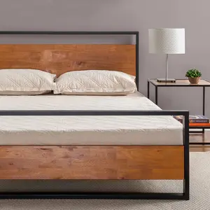 Karlie Bed Frame with Deatiled Wood Headboard Double (4'6)