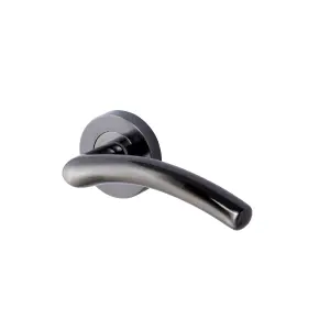 Colours Liw Satin Black Iridium Curved Latch Push-on rose Door handle (L)121mm, Pair