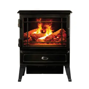 Dimplex Optimyst 2000W Matt Black Cast iron effect Electric Stove (H)620mm (W)480mm