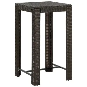 Berkfield Garden Bar Table Brown 60.5x60.5x110.5 cm Poly Rattan