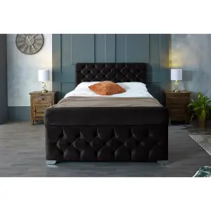 Veneta Plush Velvet Black Bed Frame