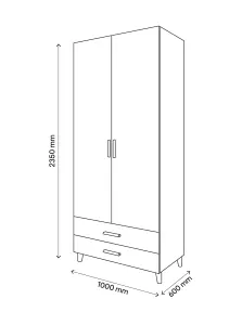 GoodHome Atomia Freestanding Matt white oak effect Particle board Wardrobe (H)2250mm (W)1000mm (D)580mm