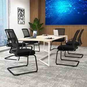 COSTWAY Set of 2 Meeting Office Chairs Mid-Back Mesh Reception Chair Guest Chair