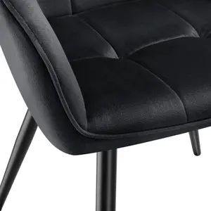 Dining Chair Marilyn - velvet look, quilted pattern - black/black