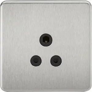 Knightsbridge Screwless Unswitched Round-Pin Socket 5A Brushed Chrome - SF5ABC