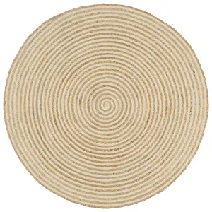 Handmade Rug Jute with Spiral Design White 90 cm