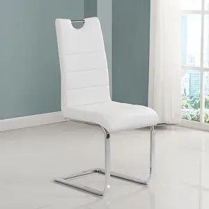 Parini Extendable Melange High Gloss Dining Table 8 White Chairs