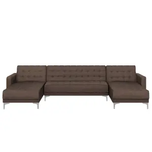 U-Shaped Sofa ABERDEEN Dark Brown Reversible