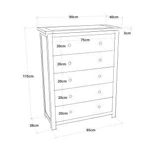 Maggiori 5 Drawer Chest of Drawers Wood Knob