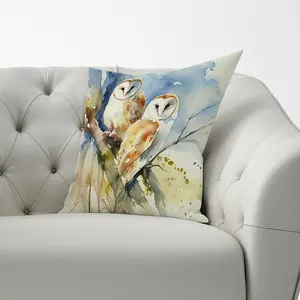 Barn Owls Watercolour Cushions 60cm x 60cm