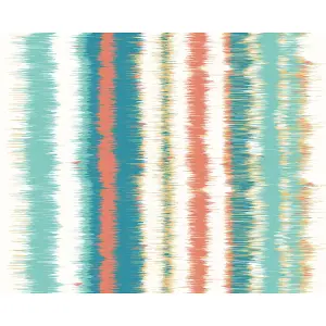 Origin Murals Linear Stripe - Teal Blue and Orange Matt Smooth Paste the Wall Mural 350cm wide x 280cm high