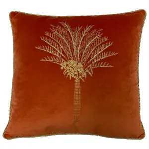 furn. Desert Palm Embroidered Velvet Feather Rich Cushion