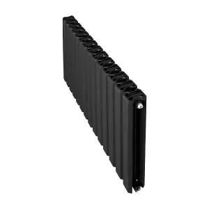 Aluminum Designer Horizontal Radiator Compatible with Heat pump. "Pioneer Plus " Black. 1000 mm.500mm. Btu/hr:6183.