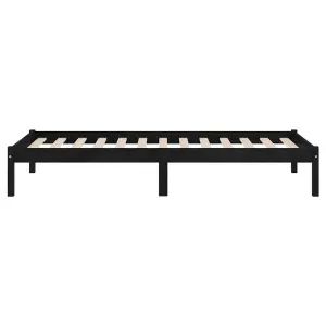 Berkfield Bed Frame Black Solid Wood Pine 100x200 cm