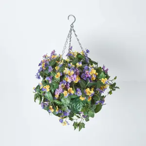 Homescapes Purple and Yellow Pansy Hanging Basket, 60 cm