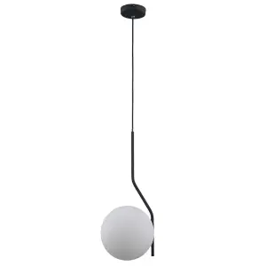 Luminosa Modern Hanging Pendant Satin Black 1 Light  with White Shade, E27