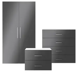 Atomia Matt & high gloss white & anthracite 4 Drawer Deep Chest of drawers (H)804mm (W)750mm (D)466mm